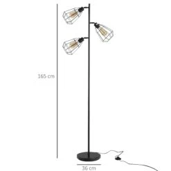 HOMCOM Steel Tri-Head Floor Lamp Black -Home Furnishing Serie Shop 1645413877 30529500