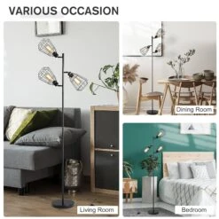 HOMCOM Steel Tri-Head Floor Lamp Black -Home Furnishing Serie Shop 1645413887 11812200