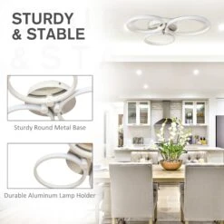HOMCOM Modern Three Circle Annular Ceiling Light With Metal Base For Hallway, Dining Room, Living Room Hallway -Home Furnishing Serie Shop 1645414114 72573700
