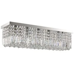 HOMCOM Modern Crystal Ceiling Light Square Chandelier For Home Office Hotel Silver