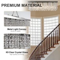 HOMCOM Modern Crystal Ceiling Light Square Chandelier For Home Office Hotel Silver -Home Furnishing Serie Shop 1645414179 14947300