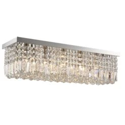 HOMCOM Modern Crystal Ceiling Light Square Chandelier For Home Office Hotel Silver -Home Furnishing Serie Shop 1645414199 13891200