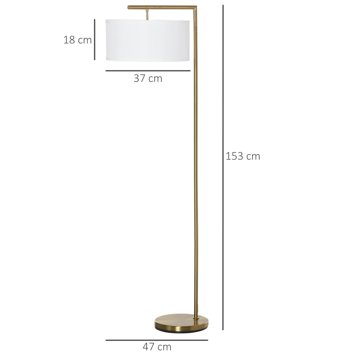 HOMCOM Floor Lamp, Modern Standing Light With Linen Lampshade, Round Base For Living Room, Bedroom, Dining Room, Gold And White Lampshade Room Bedroom 3 HOMCOM Floor Lamp, Modern Standing Light With Linen Lampshade, Round Base For Living Room, Bedroom, Dining Room, Gold And White Lampshade Room Bedroom - Image 3