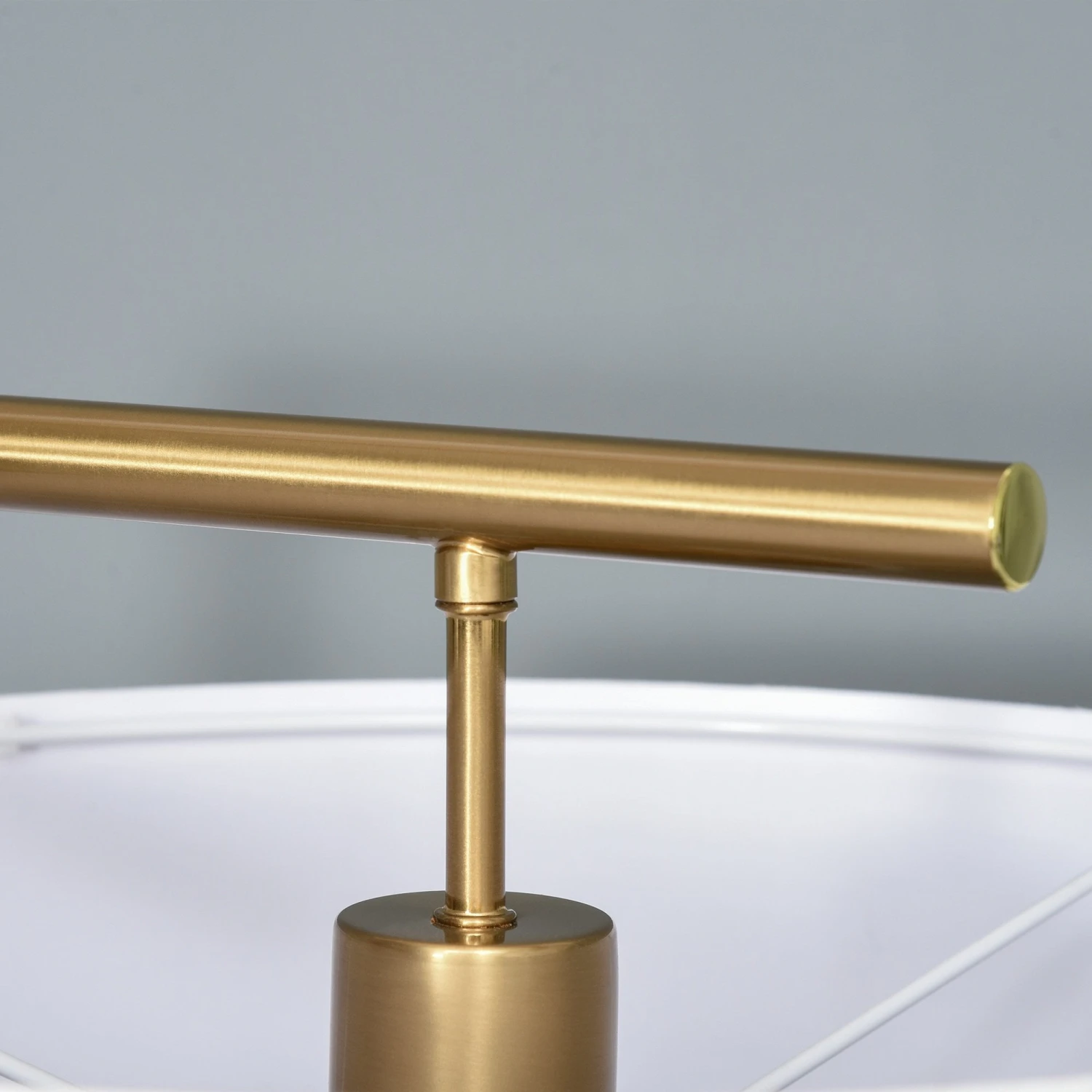 HOMCOM Floor Lamp, Modern Standing Light With Linen Lampshade, Round Base For Living Room, Bedroom, Dining Room, Gold And White Lampshade Room Bedroom 9 HOMCOM Floor Lamp, Modern Standing Light With Linen Lampshade, Round Base For Living Room, Bedroom, Dining Room, Gold And White Lampshade Room Bedroom - Image 9