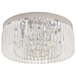 HOMCOM Crystal Ceiling Light Modern Chandeliers W/ Stainless Steel Base 10 Lights Elegant Flush Mount Ceiling Lighting For Living Room, Bedroom, Hallway, Bar, Cloakroom