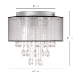 HOMCOM Modern Crystal Chandelier Flush Mount LED Ceiling Light With Drum Shade For Living Room Bedroom Dining Room Silver W/ 12 HOMCOM Modern Crystal Chandelier Flush Mount LED Ceiling Light With Drum Shade For Living Room Bedroom Dining Room Silver W/ -Home Furnishing Serie Shop 1645414655 93158400