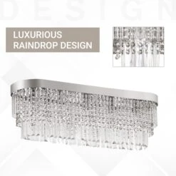 HOMCOM Modern Raindrop Crystal Chandelier, Round Rectangular Pendant Ceiling Light, Linear Hanging Lighting With Stainless Steel Base, For Restaurant Kitchen Island Dining Room Hotel, Silver Chandelier Light 13 HOMCOM Modern Raindrop Crystal Chandelier, Round Rectangular Pendant Ceiling Light, Linear Hanging Lighting With Stainless Steel Base, For Restaurant Kitchen Island Dining Room Hotel, Silver Chandelier Light -Home Furnishing Serie Shop 1645414696 88656800