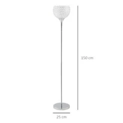 HOMCOM Modern Floor Lamp With K9 Crystal Lampshade, Tall Standing Lamp With E27 Bulb Base And Foot Switch For Living Room Bedroom Study Office Silver Lampshade -Home Furnishing Serie Shop 1645414763 41909600