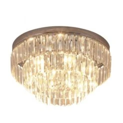 HOMCOM Round Crystal Ceiling Lamp 7 Lights Chandelier Mounted Fixture For Living Room Dining Room Hallway Modern -Home Furnishing Serie Shop 1645414977 89828300