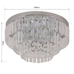 HOMCOM Round Crystal Ceiling Lamp 7 Lights Chandelier Mounted Fixture For Living Room Dining Room Hallway Modern -Home Furnishing Serie Shop 1645414979 51628300