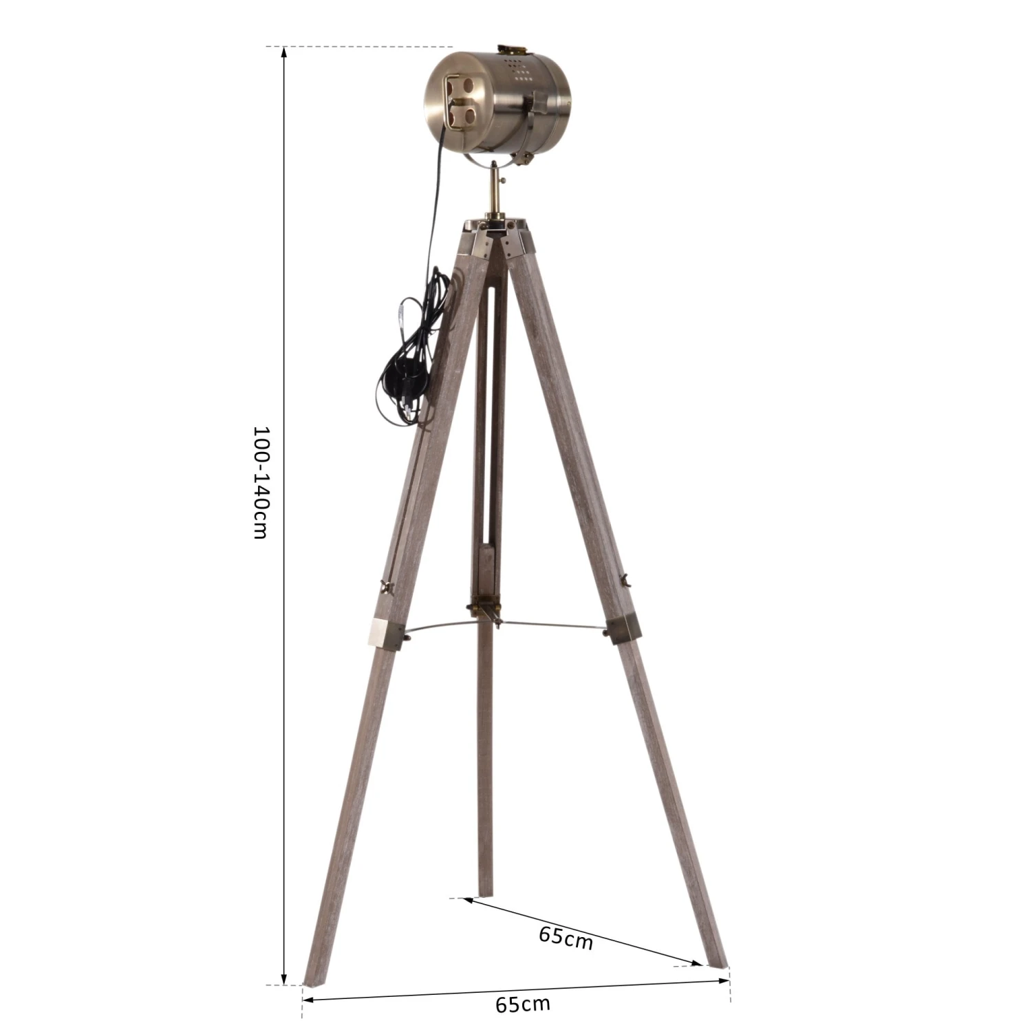 HOMCOM Tripod Floor Lamp, 65L,Wood/Bronze Colour 3 HOMCOM Tripod Floor Lamp, 65L,Wood/Bronze Colour - Image 3