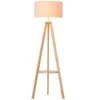 HOMCOM Floor Lamp, 154H Cm-Beige/Natural Wood Colour