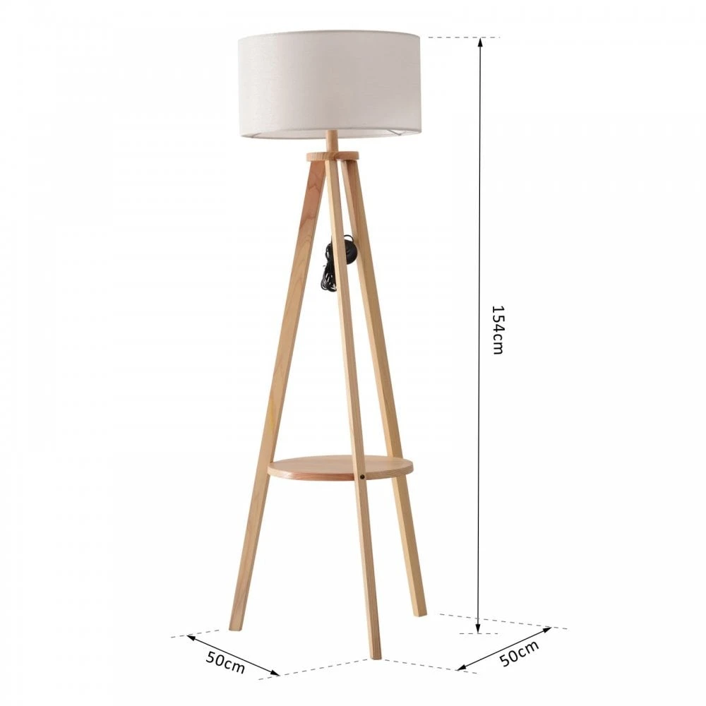 HOMCOM Floor Lamp, 154H Cm-Beige/Natural Wood Colour 3 HOMCOM Floor Lamp, 154H Cm-Beige/Natural Wood Colour - Image 3