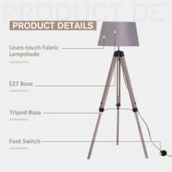 HOMCOM Floor Lamp, 99-143H Cm-Grey -Home Furnishing Serie Shop 1645415144 01126300 7ca90d6d 38e9 43e9 ba26 f492b3b9cfe9