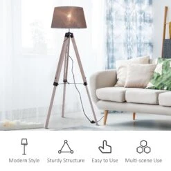 HOMCOM Floor Lamp, 99-143H Cm-Grey -Home Furnishing Serie Shop 1645415147 56321400 58cb9ab8 e1fe 4118 9b30 2e564967b650