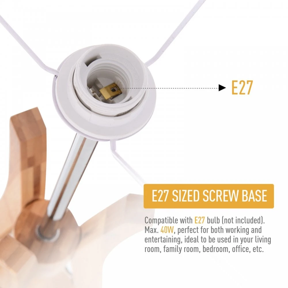 HOMCOM Bamboo Freestanding Tripod Floor Lamp W/ Shelf White 6 HOMCOM Bamboo Freestanding Tripod Floor Lamp W/ Shelf White - Image 6