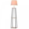 HOMCOM Metal Frame 3-Tier Shelf Tripod Lamp W/ Foot Switch Beige