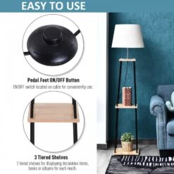 HOMCOM Metal Frame 3-Tier Shelf Tripod Lamp W/ Foot Switch Beige 17 HOMCOM Metal Frame 3-Tier Shelf Tripod Lamp W/ Foot Switch Beige -Home Furnishing Serie Shop 1645415193 79520100