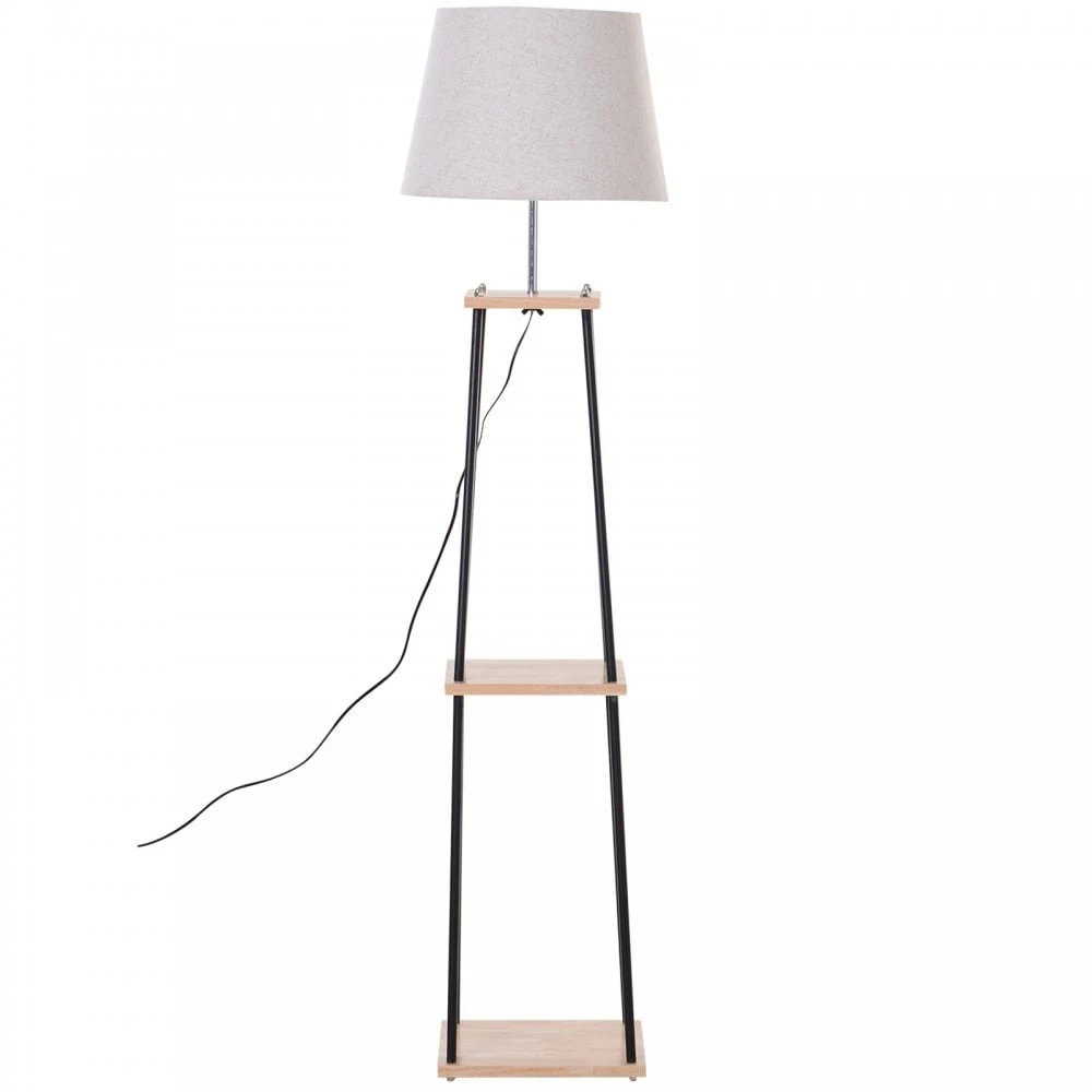 HOMCOM Metal Frame 3-Tier Shelf Tripod Lamp W/ Foot Switch Beige 9 HOMCOM Metal Frame 3-Tier Shelf Tripod Lamp W/ Foot Switch Beige - Image 9