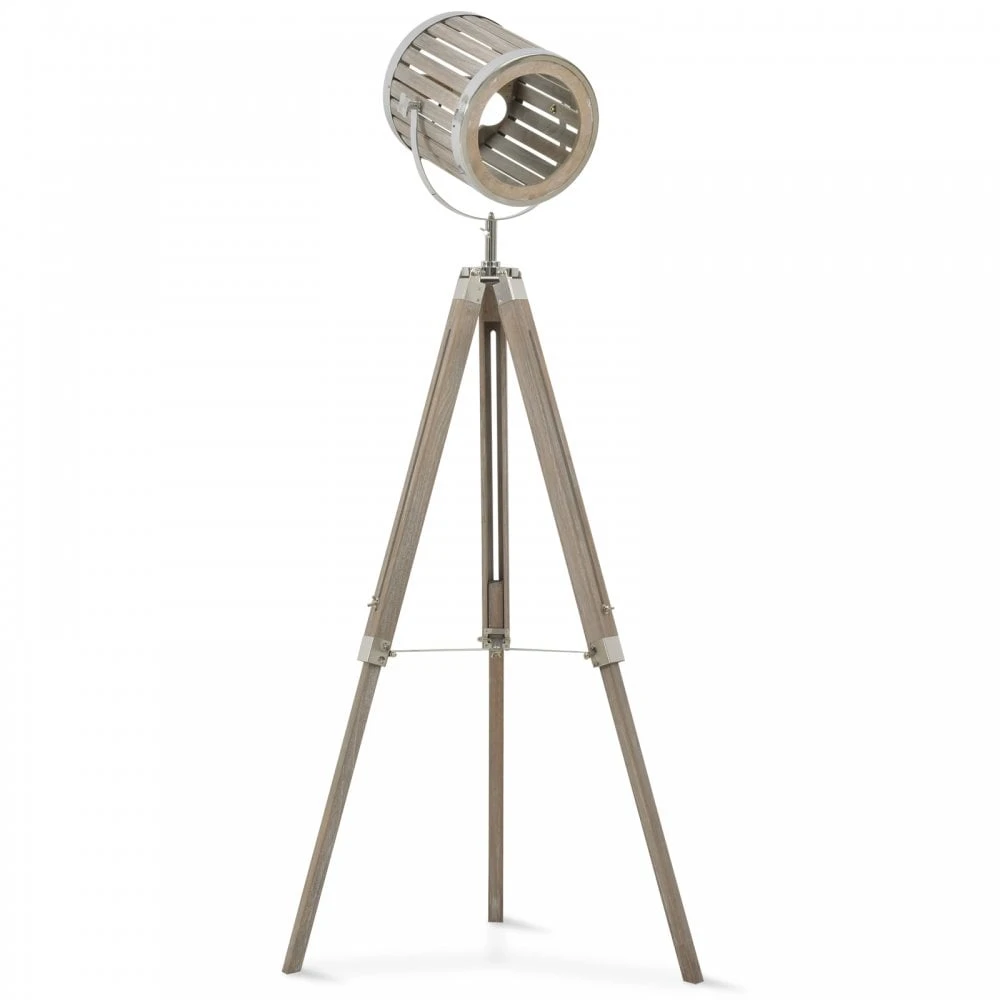 HOMCOM Pine Wood Tripod Floor Lamp Standing Lamp - Brown And Silver 1 HOMCOM Pine Wood Tripod Floor Lamp Standing Lamp - Brown And Silver