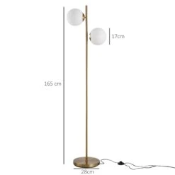 HOMCOM Steel Duo Glass Sphere Floor Lamp Gold -Home Furnishing Serie Shop 1645415243 60823900