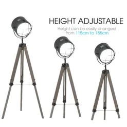 HOMCOM Pine Wood Tripod Spotlight Floor Lamp Brown/Black -Home Furnishing Serie Shop 1645415302 27255900