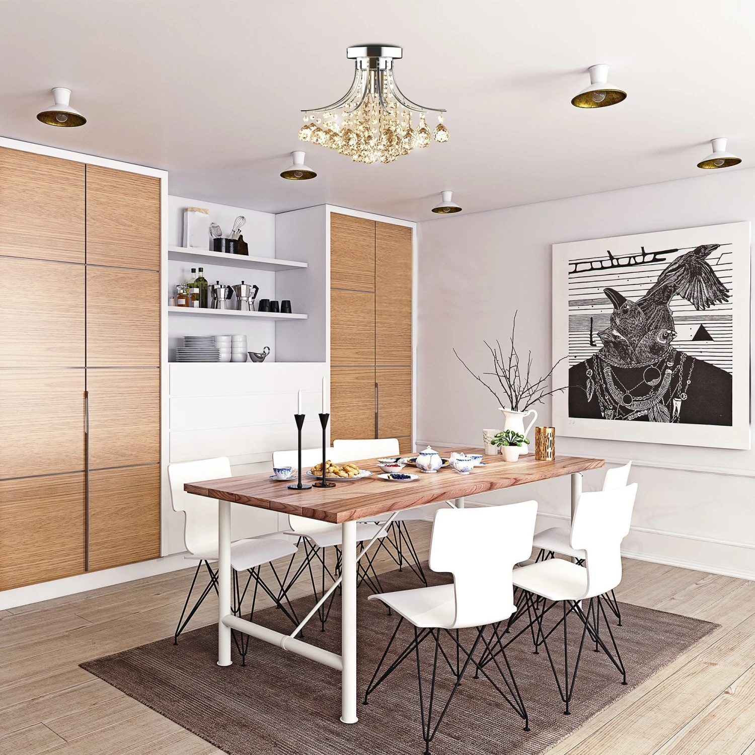 HOMCOM Crystal Ceiling Lighting Chandelier Mordern Style Pendant Light 7 HOMCOM Crystal Ceiling Lighting Chandelier Mordern Style Pendant Light - Image 7