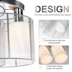 HOMCOM Modern Design Mini Style Flush Mount Ceiling Light With Flush Metal Finish Chandelier For Hallway, Dining Room, Living Room - White 13 HOMCOM Modern Design Mini Style Flush Mount Ceiling Light With Flush Metal Finish Chandelier For Hallway, Dining Room, Living Room - White -Home Furnishing Serie Shop 1645416028 43487600