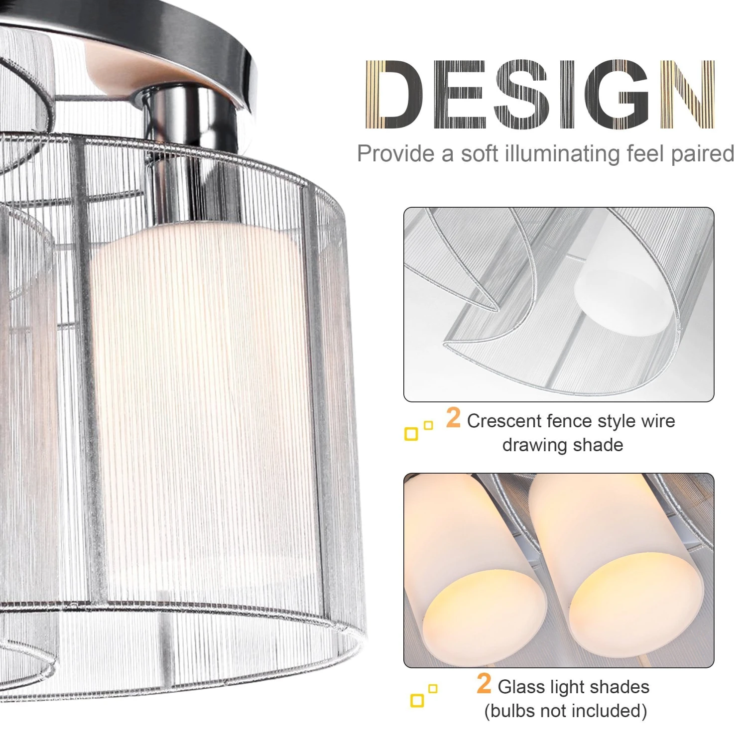 HOMCOM Modern Design Mini Style Flush Mount Ceiling Light With Flush Metal Finish Chandelier For Hallway, Dining Room, Living Room - White 4 HOMCOM Modern Design Mini Style Flush Mount Ceiling Light With Flush Metal Finish Chandelier For Hallway, Dining Room, Living Room - White - Image 4