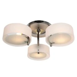 HOMCOM 3 Lights Acrylic Lamp Light Indoor Pendant Chandelier Flush Mount Office Living Room Bedroom-White