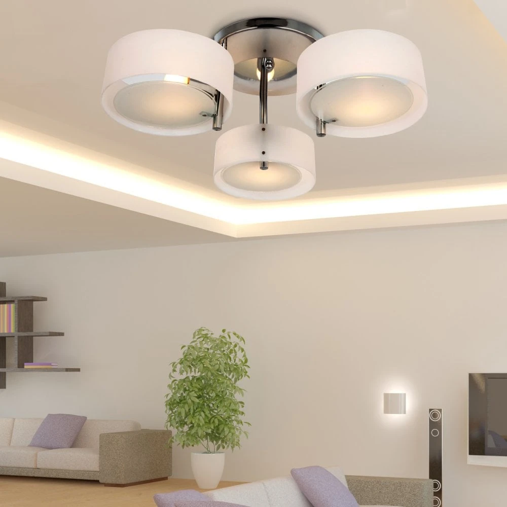 HOMCOM 3 Lights Acrylic Lamp Light Indoor Pendant Chandelier Flush Mount Office Living Room Bedroom-White 8 HOMCOM 3 Lights Acrylic Lamp Light Indoor Pendant Chandelier Flush Mount Office Living Room Bedroom-White - Image 8
