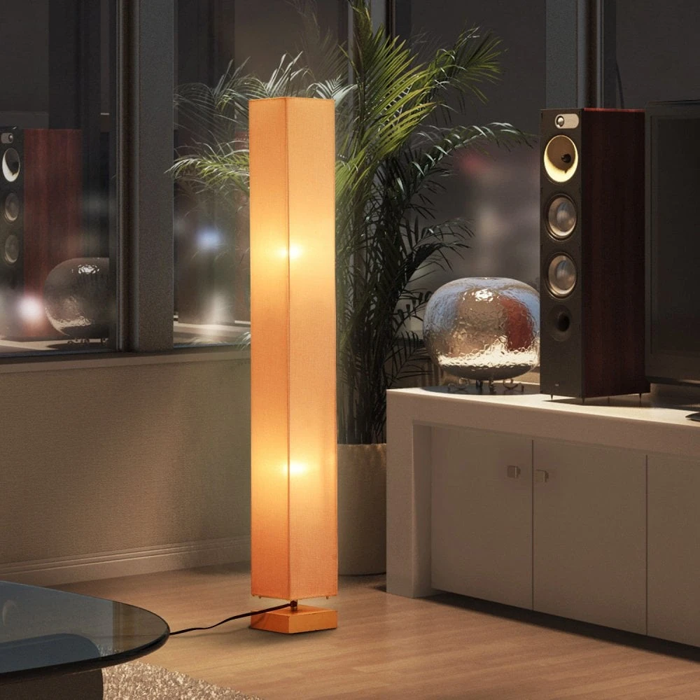 HOMCOM Linen Shade Tall Floor Lamp Beige 4 HOMCOM Linen Shade Tall Floor Lamp Beige - Image 4