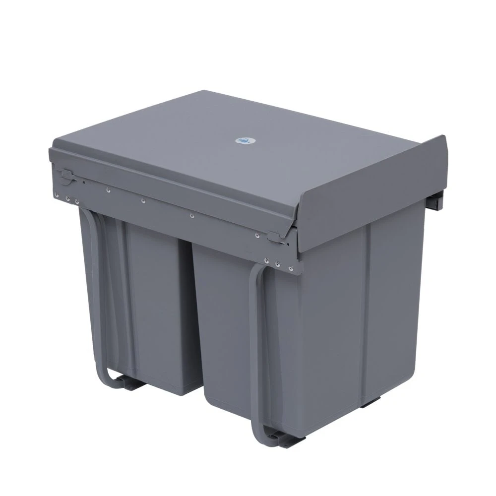 HOMCOM Kitchen Recycle Waste Bin Pull Out Soft Close Dustbin Recycling Cabinet Trash Can 40L - Grey 9 HOMCOM Kitchen Recycle Waste Bin Pull Out Soft Close Dustbin Recycling Cabinet Trash Can 40L - Grey - Image 9