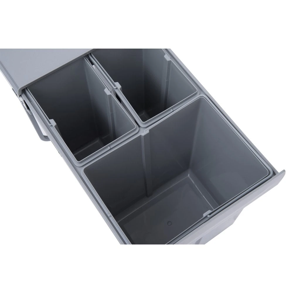 HOMCOM Kitchen Recycle Waste Bin Pull Out Soft Close Dustbin Recycling Cabinet Trash Can 40L - Grey 7 HOMCOM Kitchen Recycle Waste Bin Pull Out Soft Close Dustbin Recycling Cabinet Trash Can 40L - Grey - Image 7