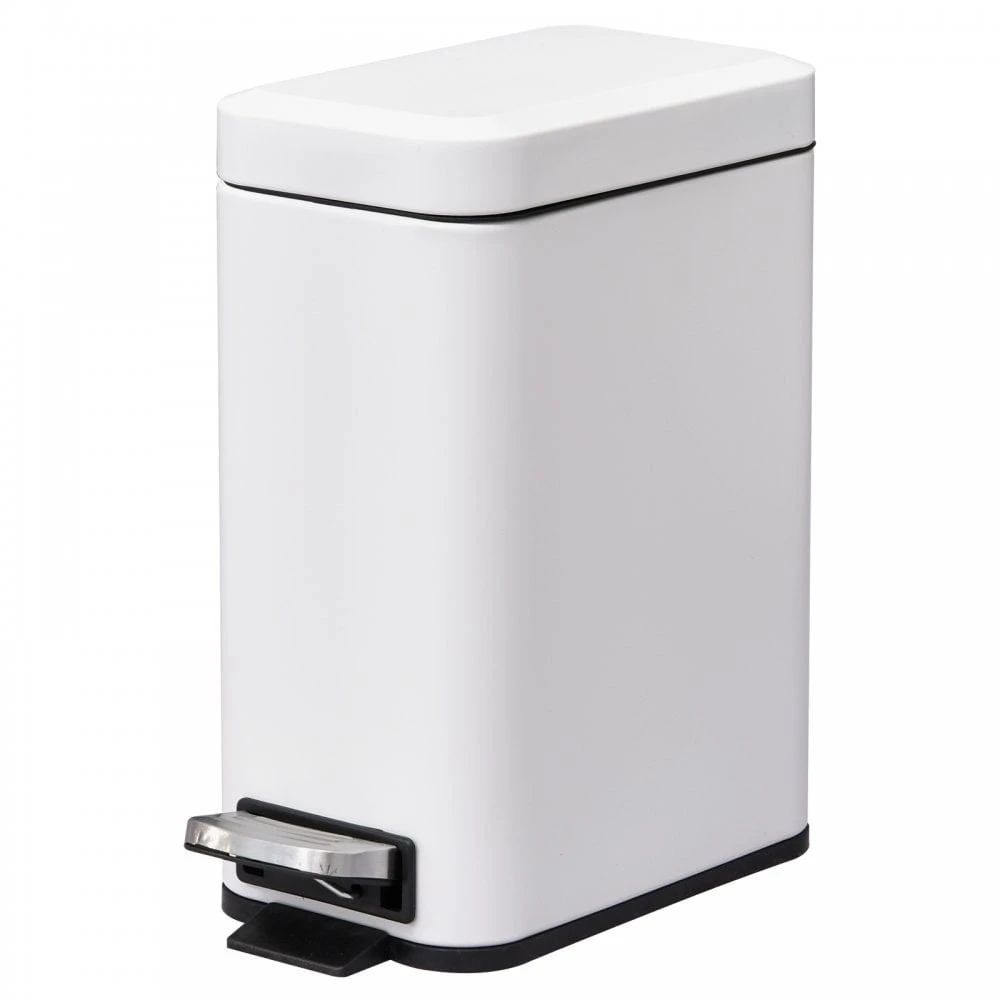 HOMCOM 5L Rectangular Steel Pedal Bin White 1 HOMCOM 5L Rectangular Steel Pedal Bin White