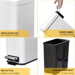 HOMCOM 5L Rectangular Steel Pedal Bin White 16 HOMCOM 5L Rectangular Steel Pedal Bin White -Home Furnishing Serie Shop 1645423243 99662400 4a75c64e 0f3f 494d b39a e727151d7604