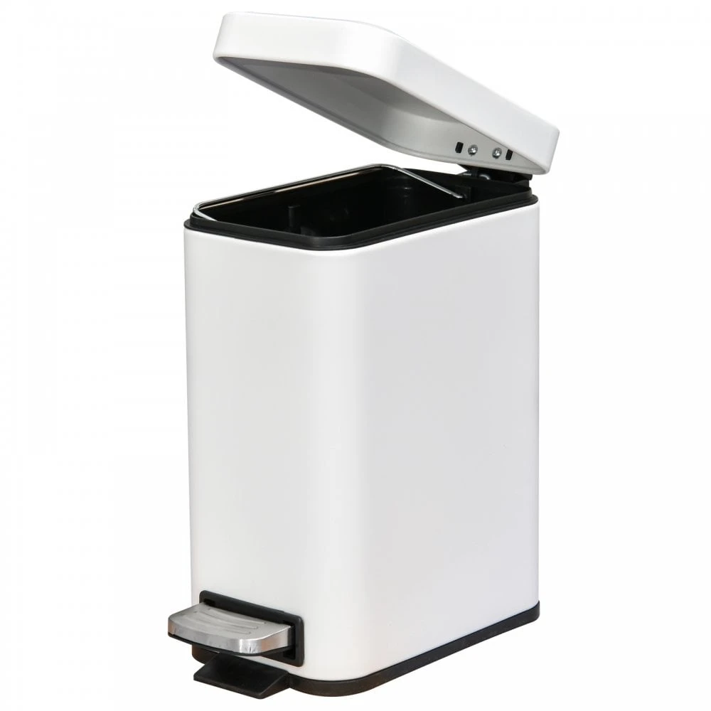 HOMCOM 5L Rectangular Steel Pedal Bin White 8 HOMCOM 5L Rectangular Steel Pedal Bin White - Image 8