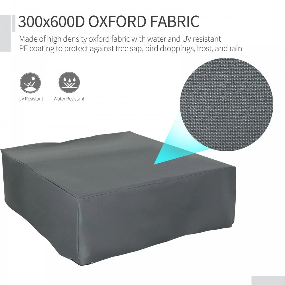 Outsunny Outdoor & Garden Furniture Rectangular Dining Set Cover Water UV Resistant Protection Oxford Fabric - Grey 6 Outsunny Outdoor & Garden Furniture Rectangular Dining Set Cover Water UV Resistant Protection Oxford Fabric - Grey - Image 6