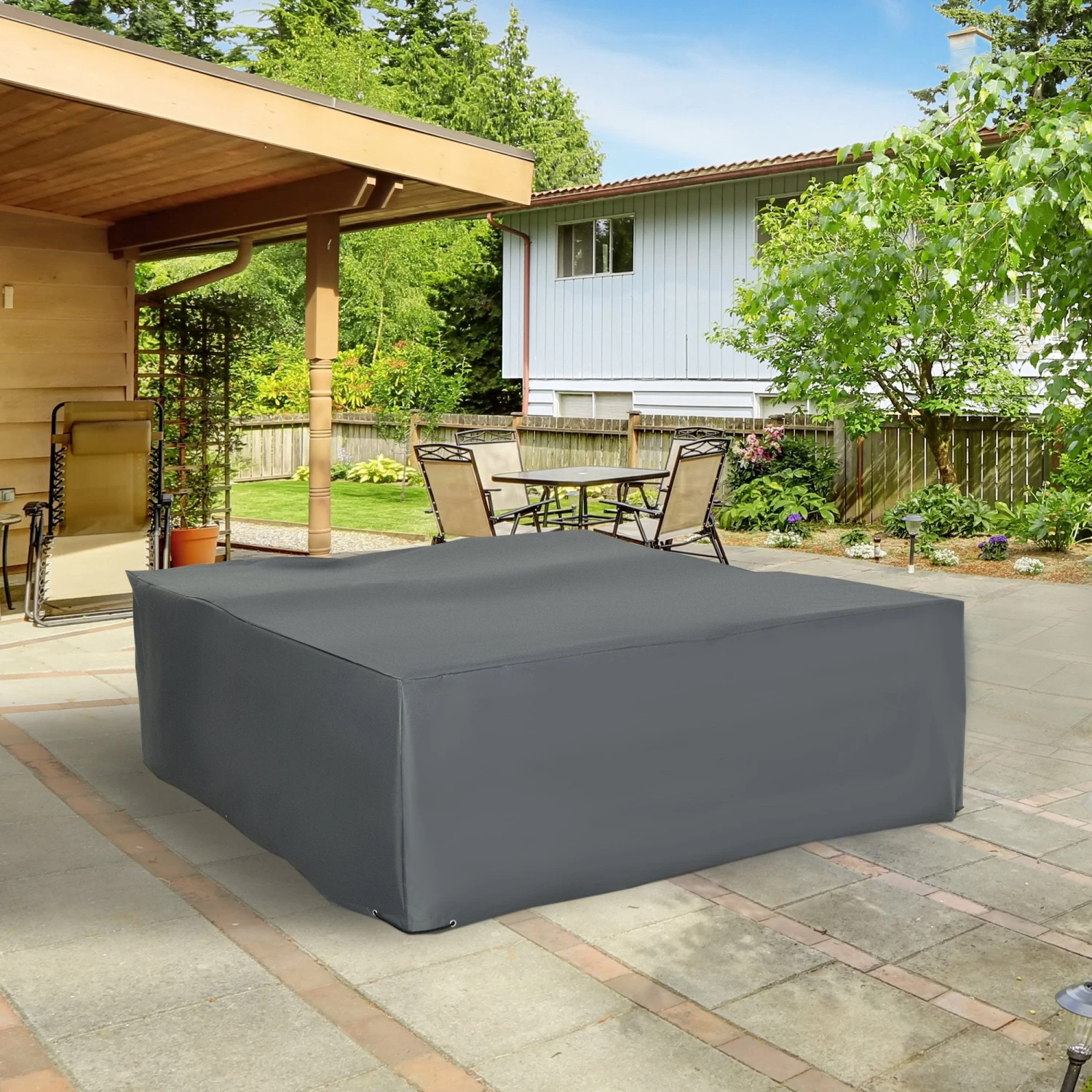 Outsunny Outdoor & Garden Furniture Rectangular Dining Set Cover Water UV Resistant Protection Oxford Fabric - Grey 10 Outsunny Outdoor & Garden Furniture Rectangular Dining Set Cover Water UV Resistant Protection Oxford Fabric - Grey - Image 10
