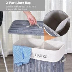 Collapsible Bamboo Laundry Hamper Organizer Clothes Washing Basket Bin Storage Box Removable Lining Large Section Double -Home Furnishing Serie Shop 1645424080 73898800 cc2cd74c e018 45c3 a13b 85f7ddd4617e