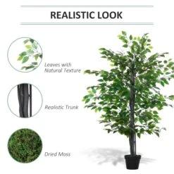 Outsunny Artificial Banyan Decorative Plant With Nursery Pot, Fake Tree For Indoor Outdoor D+®cor, Green, 1.45m W/ 14 Outsunny Artificial Banyan Decorative Plant With Nursery Pot, Fake Tree For Indoor Outdoor D+®cor, Green, 1.45m W/ -Home Furnishing Serie Shop 1645425047 51764600