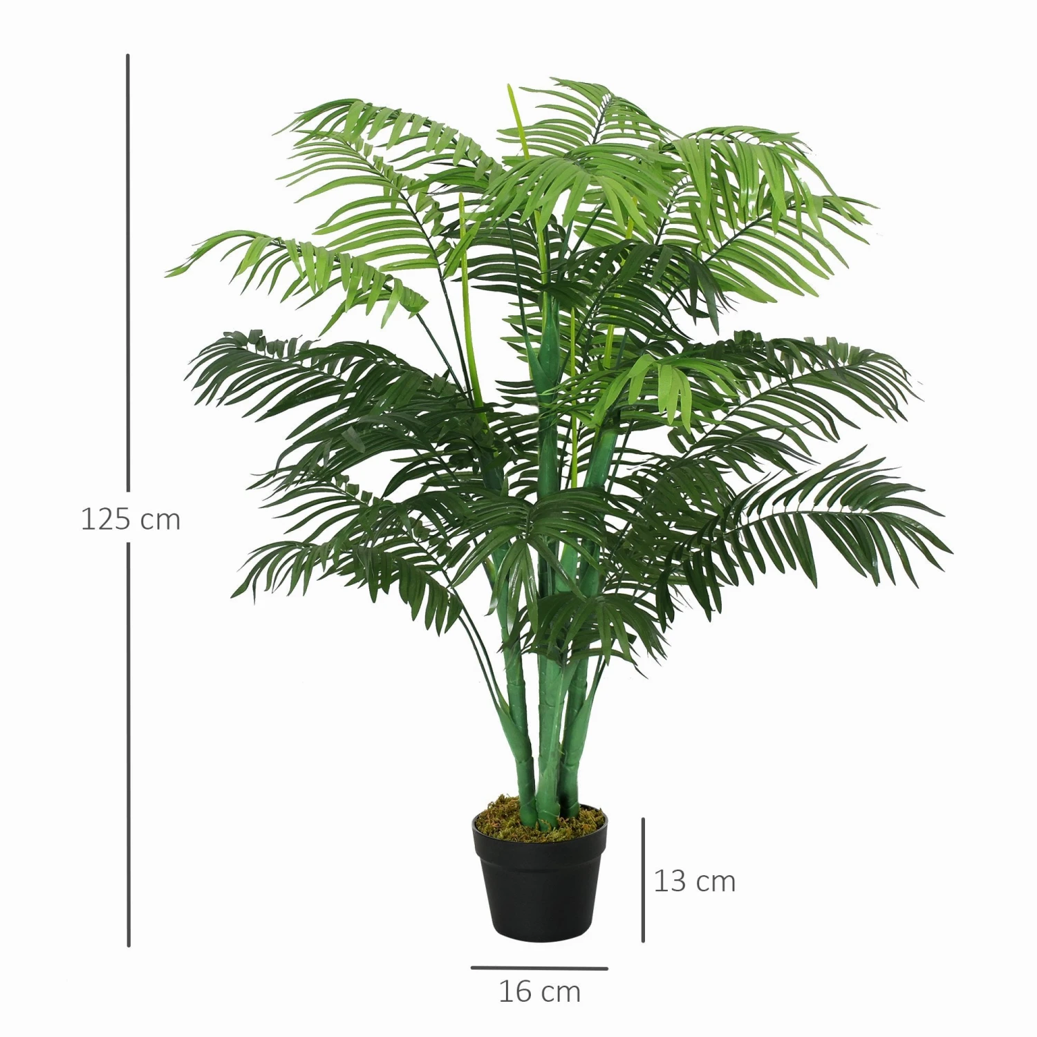 HOMCOM Artificial Palm Tree Decorative Plant 18 Leaves With Nursery Pot, Fake Tropical Tree For Indoor Outdoor D+®cor, 125cm In Pot 3 HOMCOM Artificial Palm Tree Decorative Plant 18 Leaves With Nursery Pot, Fake Tropical Tree For Indoor Outdoor D+®cor, 125cm In Pot - Image 3
