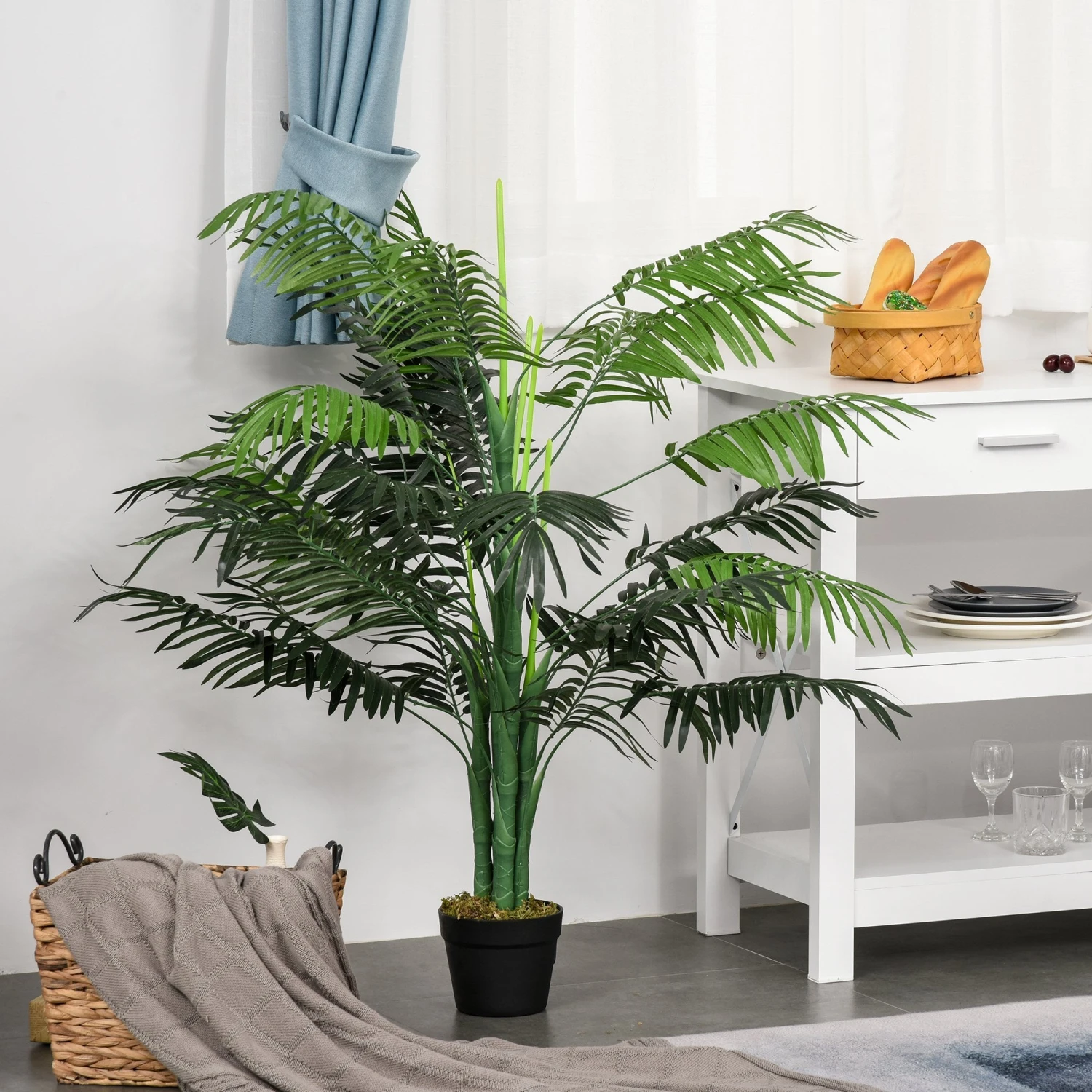 HOMCOM Artificial Palm Tree Decorative Plant 18 Leaves With Nursery Pot, Fake Tropical Tree For Indoor Outdoor D+®cor, 125cm In Pot 4 HOMCOM Artificial Palm Tree Decorative Plant 18 Leaves With Nursery Pot, Fake Tropical Tree For Indoor Outdoor D+®cor, 125cm In Pot - Image 4