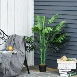 HOMCOM Artificial Palm Tree Decorative Plant 18 Leaves With Nursery Pot, Fake Tropical Tree For Indoor Outdoor D+®cor, 125cm In Pot 19 HOMCOM Artificial Palm Tree Decorative Plant 18 Leaves With Nursery Pot, Fake Tropical Tree For Indoor Outdoor D+®cor, 125cm In Pot -Home Furnishing Serie Shop 1645425106 24042000