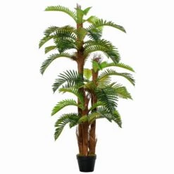 Outsunny Artificial Fern Tree Decorative Plant 36 Leaves With Nursery Pot, Fake Plant For Indoor Outdoor D+®cor, 150cm In Pot