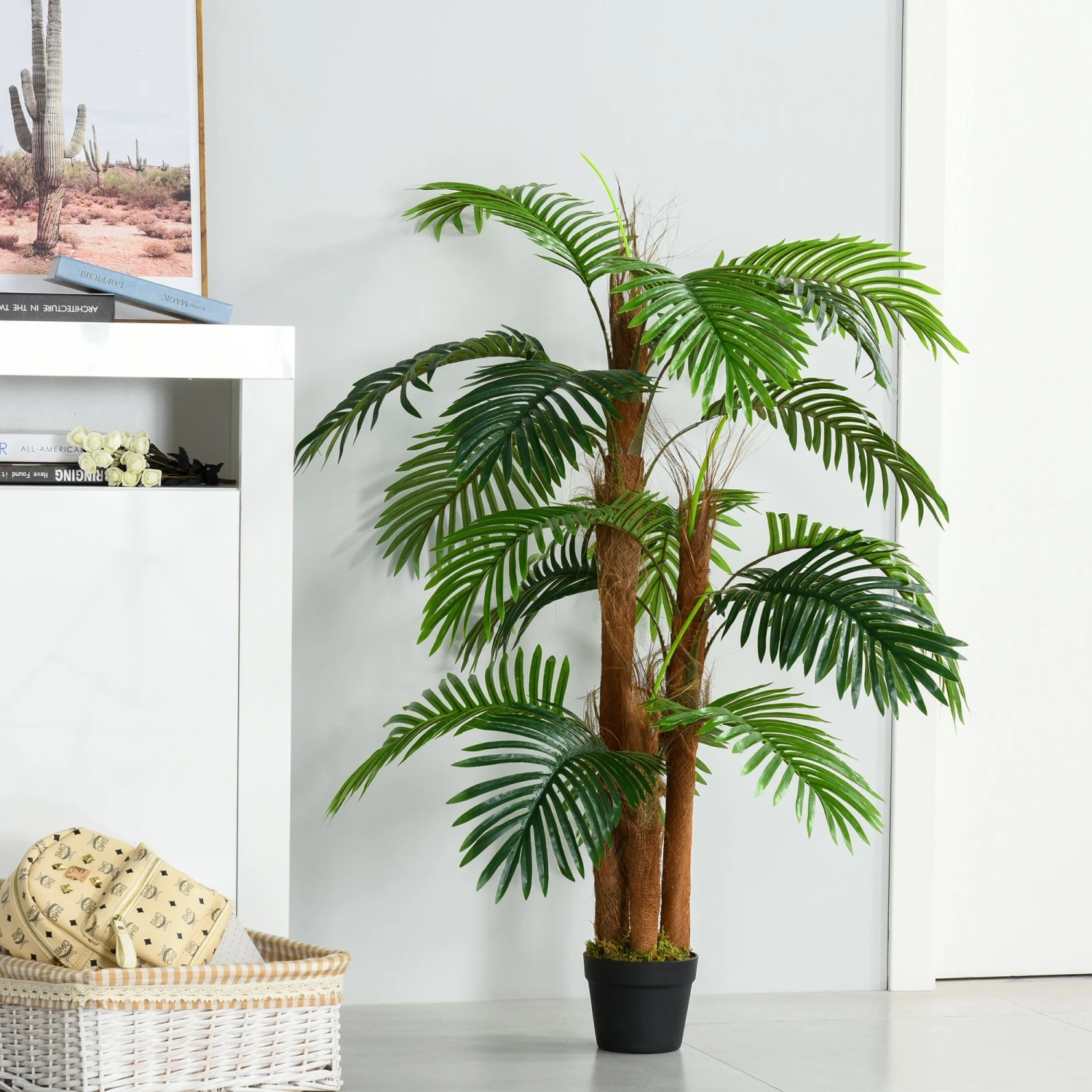 HOMCOM Outsunny Artificial Palm Tree Decorative Plant 19 Leaves With Nursery Pot, Fake Tropical Tree For Indoor Outdoor D+®cor, 120cm In Pot 2 HOMCOM Outsunny Artificial Palm Tree Decorative Plant 19 Leaves With Nursery Pot, Fake Tropical Tree For Indoor Outdoor D+®cor, 120cm In Pot - Image 2
