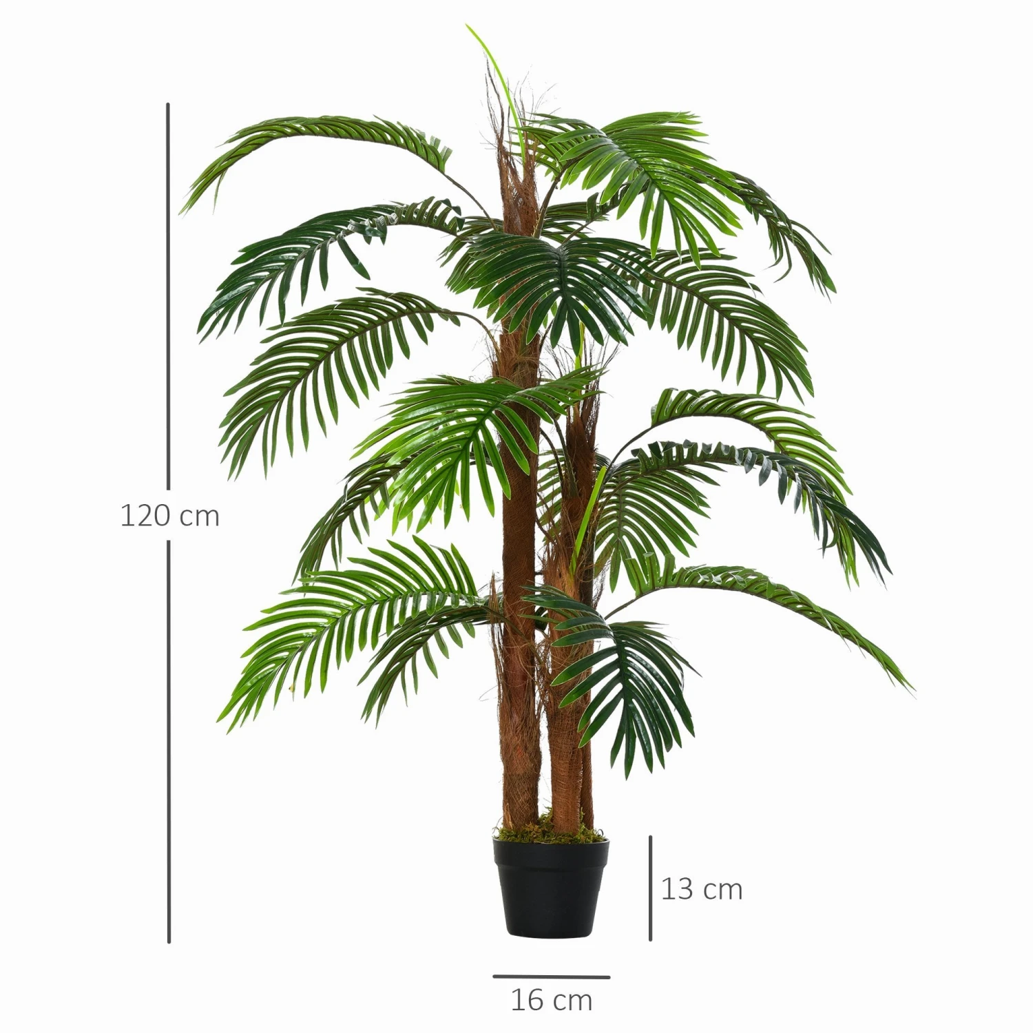 HOMCOM Outsunny Artificial Palm Tree Decorative Plant 19 Leaves With Nursery Pot, Fake Tropical Tree For Indoor Outdoor D+®cor, 120cm In Pot 3 HOMCOM Outsunny Artificial Palm Tree Decorative Plant 19 Leaves With Nursery Pot, Fake Tropical Tree For Indoor Outdoor D+®cor, 120cm In Pot - Image 3