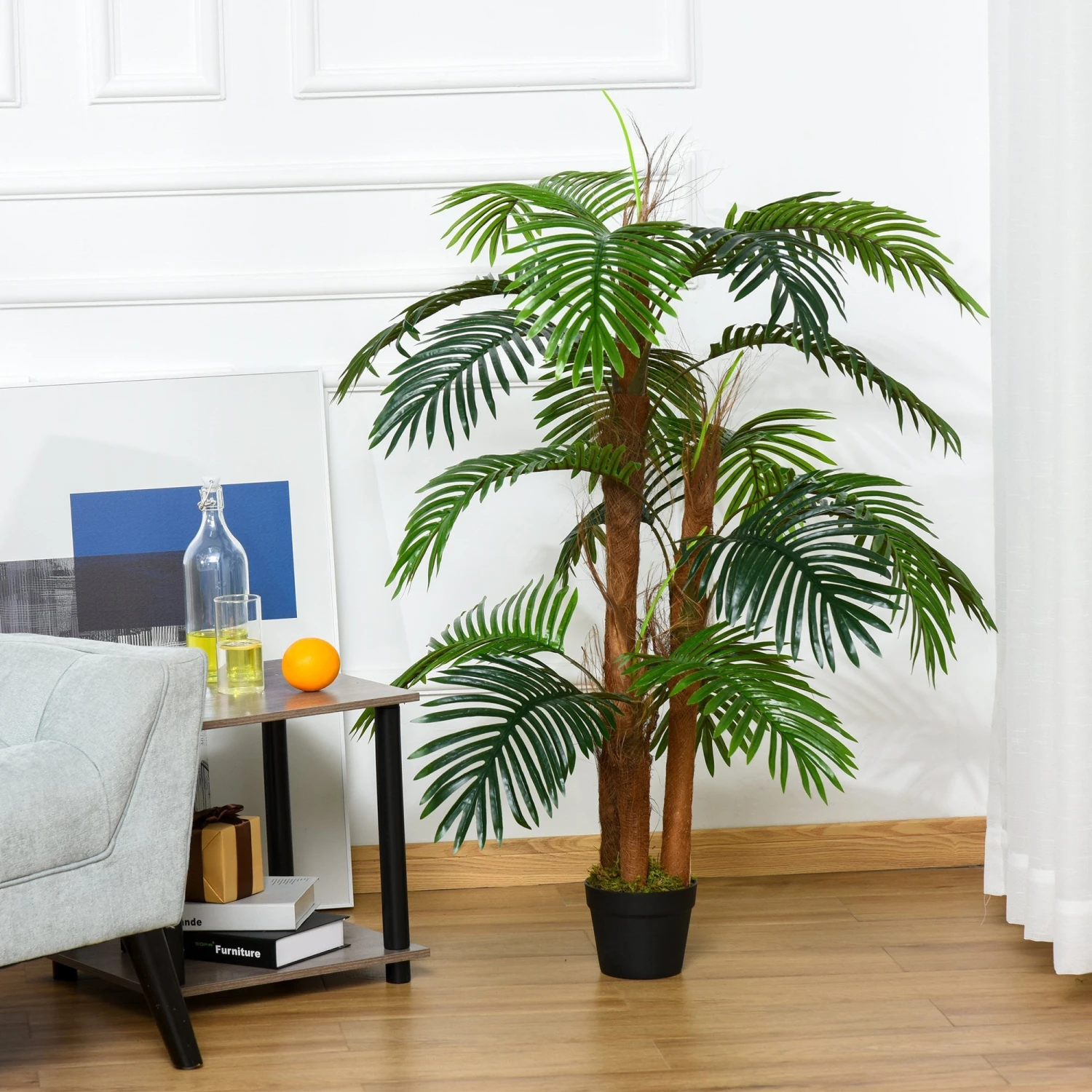 HOMCOM Outsunny Artificial Palm Tree Decorative Plant 19 Leaves With Nursery Pot, Fake Tropical Tree For Indoor Outdoor D+®cor, 120cm In Pot 4 HOMCOM Outsunny Artificial Palm Tree Decorative Plant 19 Leaves With Nursery Pot, Fake Tropical Tree For Indoor Outdoor D+®cor, 120cm In Pot - Image 4