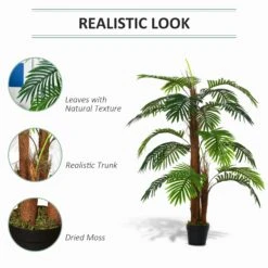 HOMCOM Outsunny Artificial Palm Tree Decorative Plant 19 Leaves With Nursery Pot, Fake Tropical Tree For Indoor Outdoor D+®cor, 120cm In Pot 15 HOMCOM Outsunny Artificial Palm Tree Decorative Plant 19 Leaves With Nursery Pot, Fake Tropical Tree For Indoor Outdoor D+®cor, 120cm In Pot -Home Furnishing Serie Shop 1645425257 63424200