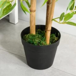HOMCOM Set Of 2 Artificial Bamboo Trees Decorative Plant With Nursery Pot -Home Furnishing Serie Shop 1645425306 25880200